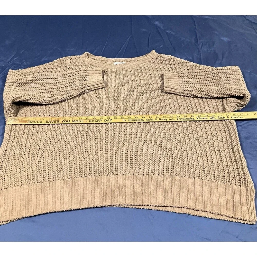 American Eagle Sweater Womens Sz Large Chunky Knit Oversized Pullover Brown Boho - Picture 4 of 9